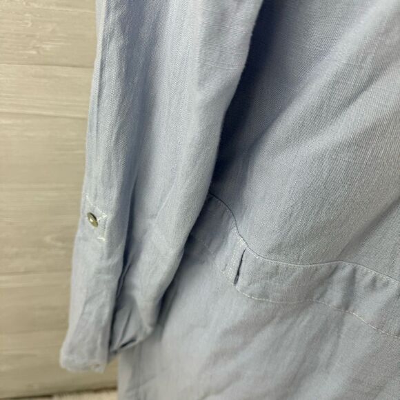 J. Jill Rain Drop Linen Blend Roll Sleeve Button Down Shift Dress - Picture 6 of 10